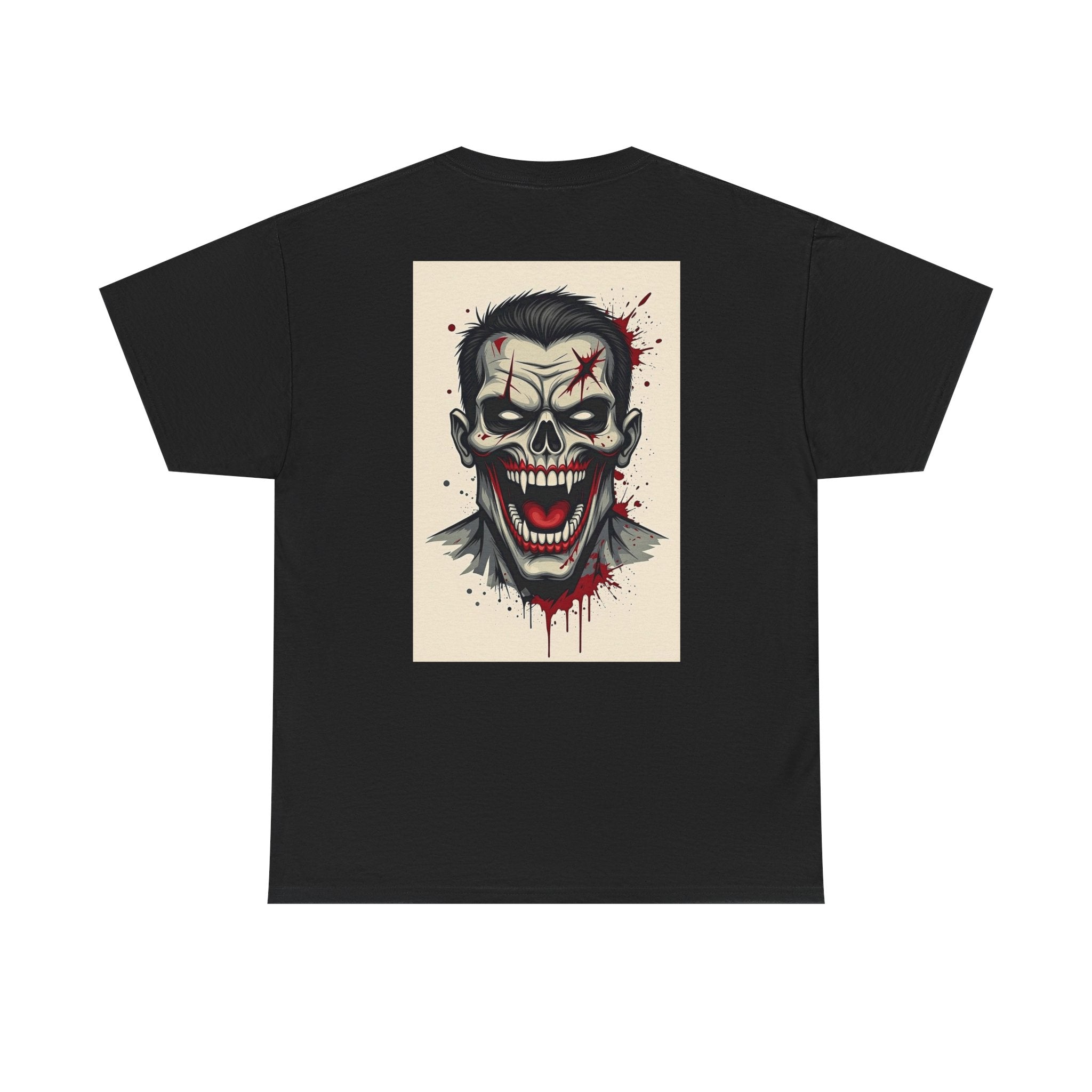 Gangland Vampire with Pixel Monster pocket logo T‑Shirt — Retro Gothic Vampire Streetwear Tee