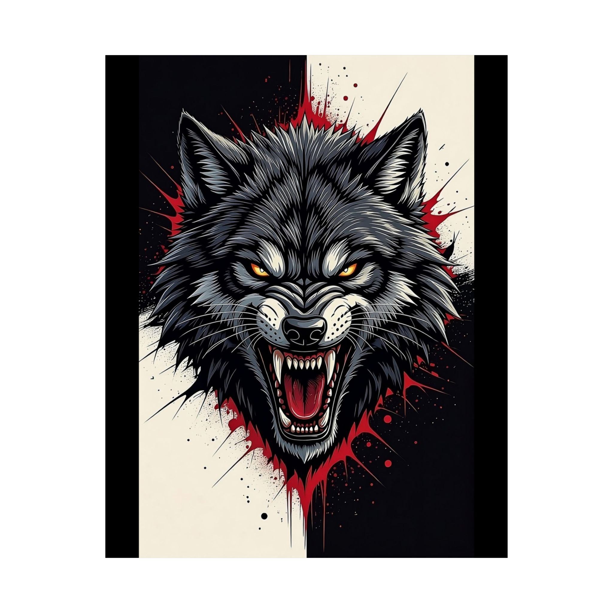Wolf of NewYork Matte Poster — Fierce Wolf Head Wall Art for Bedroom, Game Room, or Man Cave