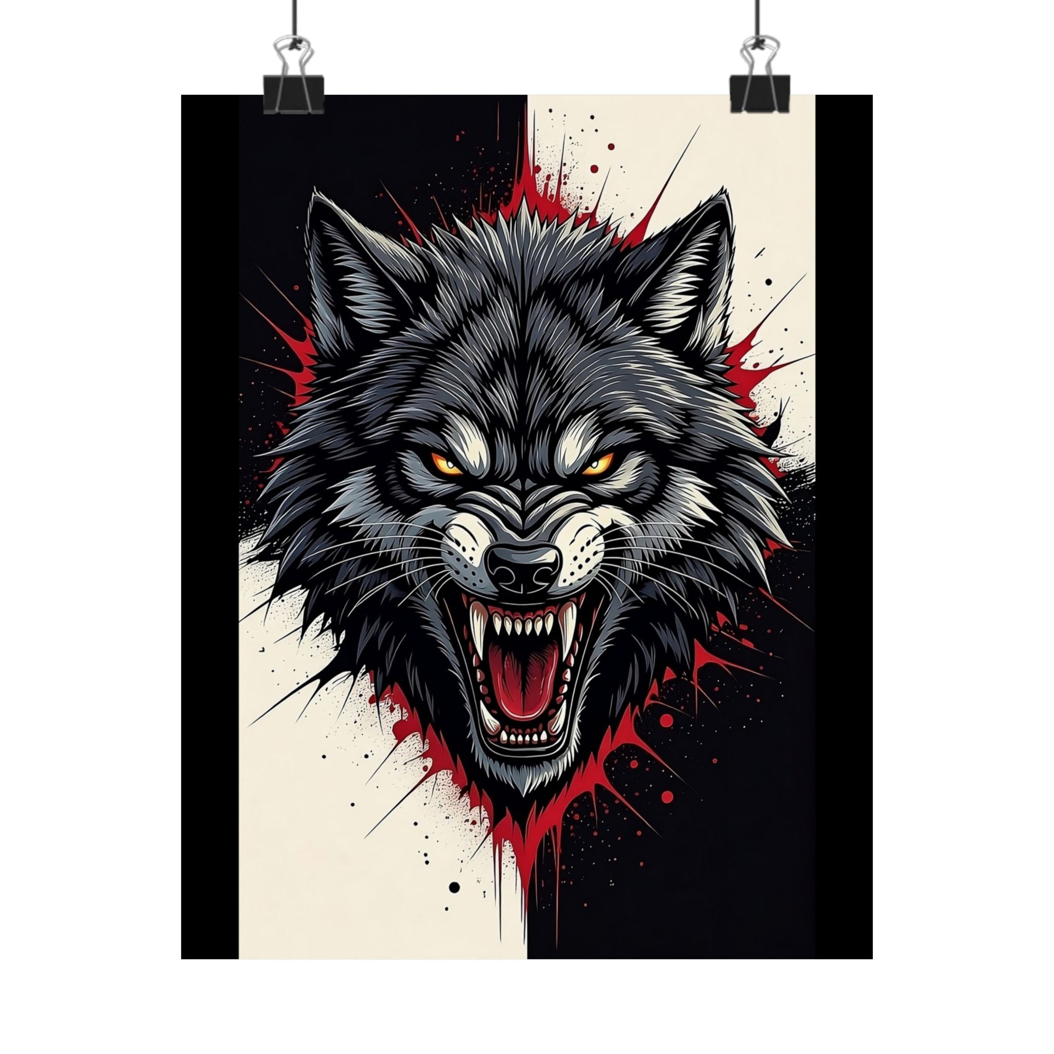 Wolf of NewYork Matte Poster — Fierce Wolf Head Wall Art for Bedroom, Game Room, or Man Cave